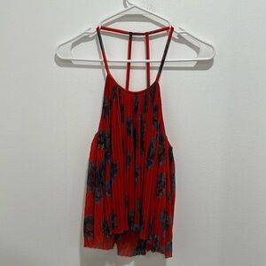 NWT Kimchi Blue Red Floral Pleated Tank Size M Urban Outfitters Girly Grunge Y2K